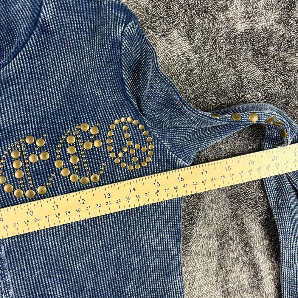 VOCAL Apparel Waffle Knit Peace Embellished Jacket Full Zip Distressed Y2K S* - Picture 7 of 11